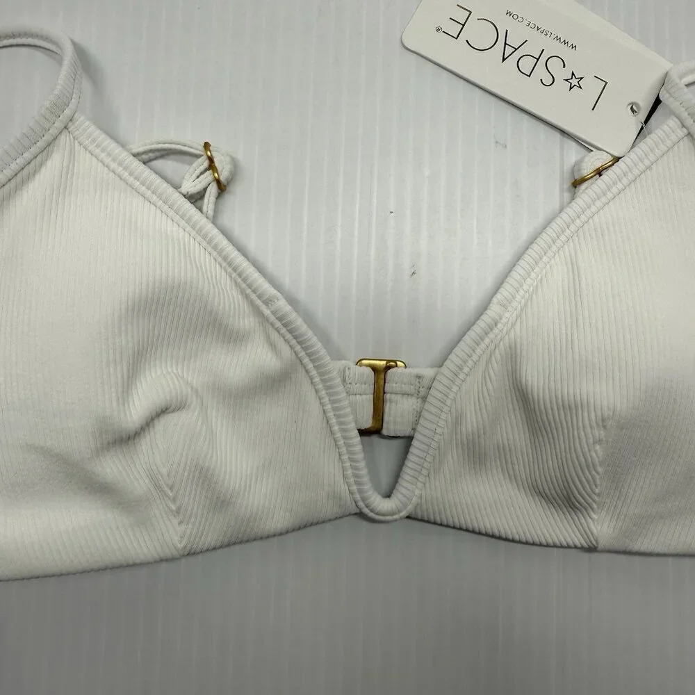 L Space Women's White Classic Wired Front Helena Bikini Top Swimwear Size XS NWT